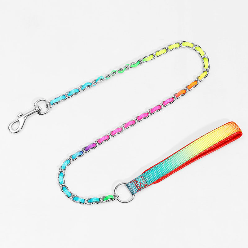 甜瓜狗铁链牵引绳防爆冲防咬断