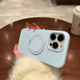 Magsafe磁吸适用苹果16Promax手机壳iPhone15pro液态硅胶14新款旋转折叠支架13简约纯色12情侣男女防摔保护套
