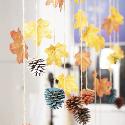 Autumn Atmosphere Decoration with Maple Leaf Decorations, Pine Cone Decorations, Kindergarten Autumn Theme Environment Creation Materials, Classroom Hanging Decorations