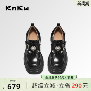 knkw美少女戰士英倫風厚底小皮鞋 女甜酷樂福單鞋 歐陽娣娣同款
