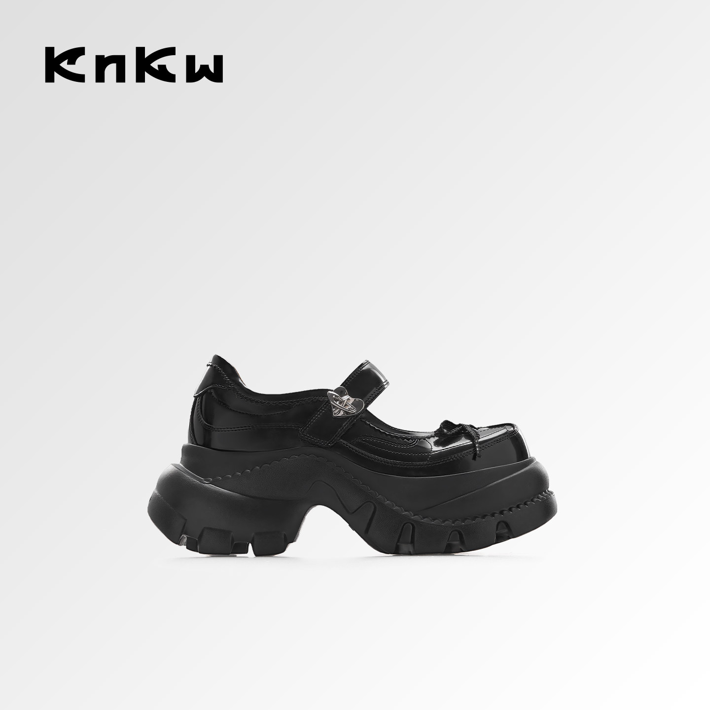 knkw黑茶流心玛丽珍鞋女2026年夏季新款甜酷厚底浅口单鞋增高女鞋