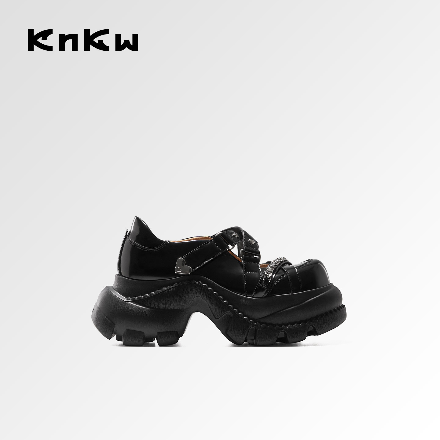 knkw厚底增高玛丽珍鞋2026夏季新款黑色小皮鞋甜酷百搭浅口单鞋女