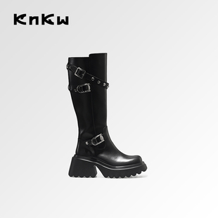 【孟子义同款】knkw骑士靴2025新款长筒靴女长靴厚底靴子秋冬女款