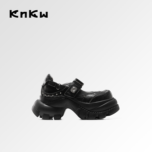 knkw甜酷百搭浅口单鞋女2026夏新款擦色黑色玛丽珍厚底百搭女鞋