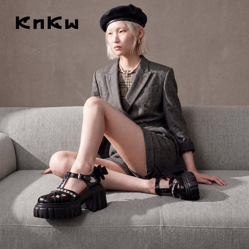 knkw2026新款蝴蝶结厚底百搭凉鞋