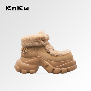 knkw厚底加绒马丁靴雪地靴外穿2025秋冬新款 复古靴子松绒休闲女鞋