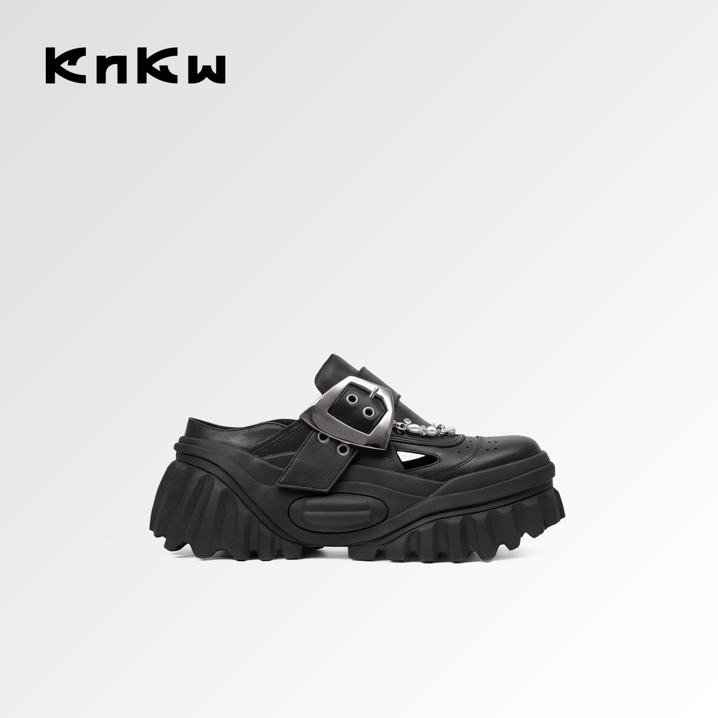 knkw一脚蹬勃肯鞋2026夏季新款外穿半拖女厚底休闲鞋增高包头拖