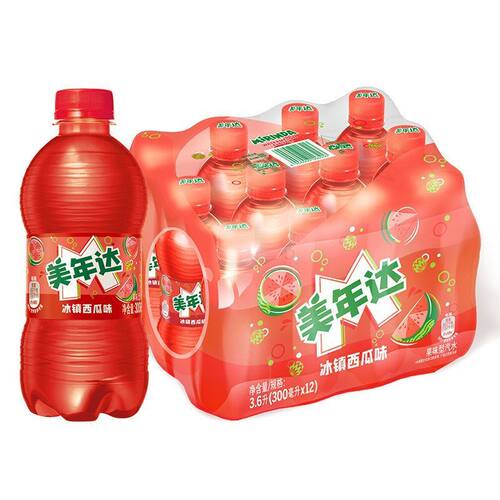 美年达西瓜味300ml瓶装碳酸饮料