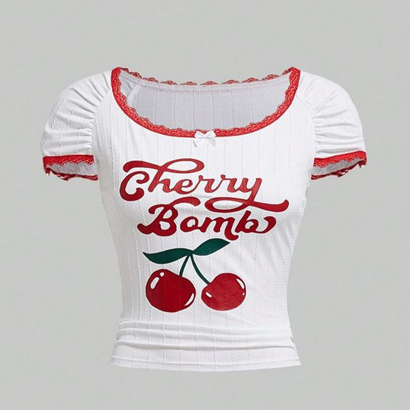 Women letter short sleeved shirt性感字母印花结短袖圆领女ins