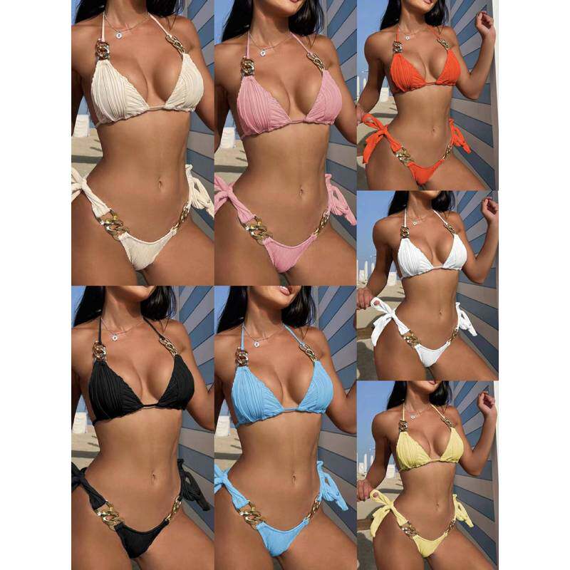 2024欧美性感新款分体泳装链条比基尼泳衣Sexy Swimwear