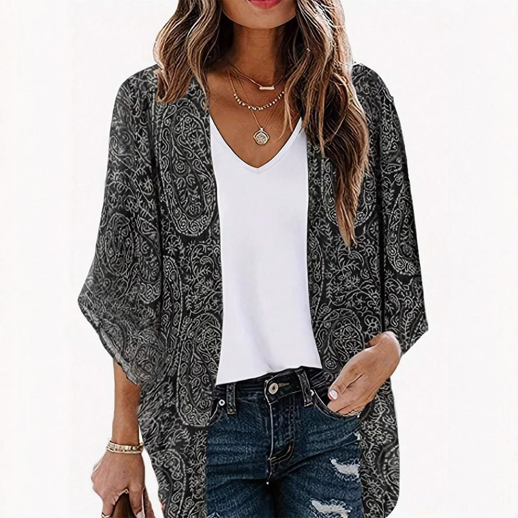 Women's printed cardigan shirt女装印花时尚休闲开衫衬衫