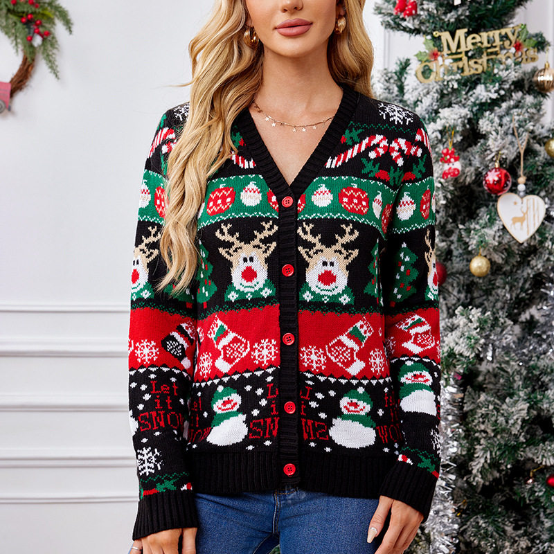 Women's cardigan jacket Christmas sweater秋冬毛衣女圣诞毛衣