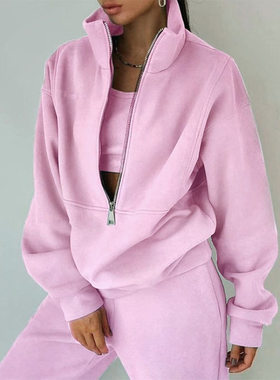 Women's fleece hoodie+sweatpants fashion set女卫衣+卫裤套装