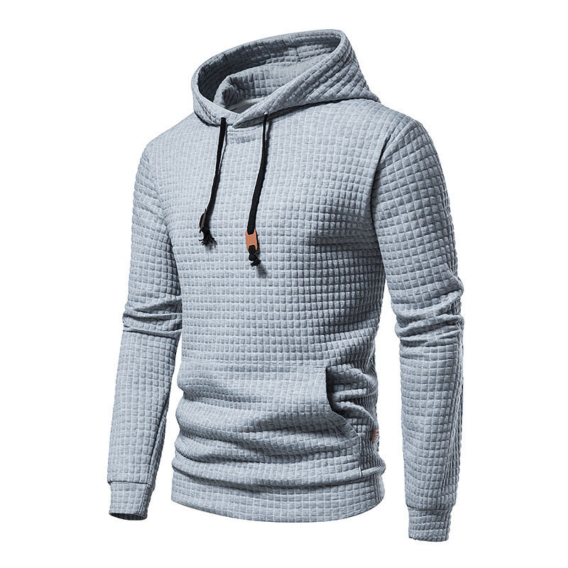 Men's plaid pullover hoodie男套头提花卫衣格子连帽