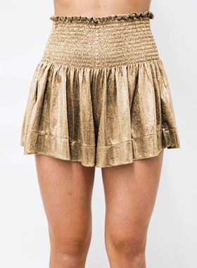 Women's loose elastic sparkling shorts女裤松紧腰垂感闪光短裤