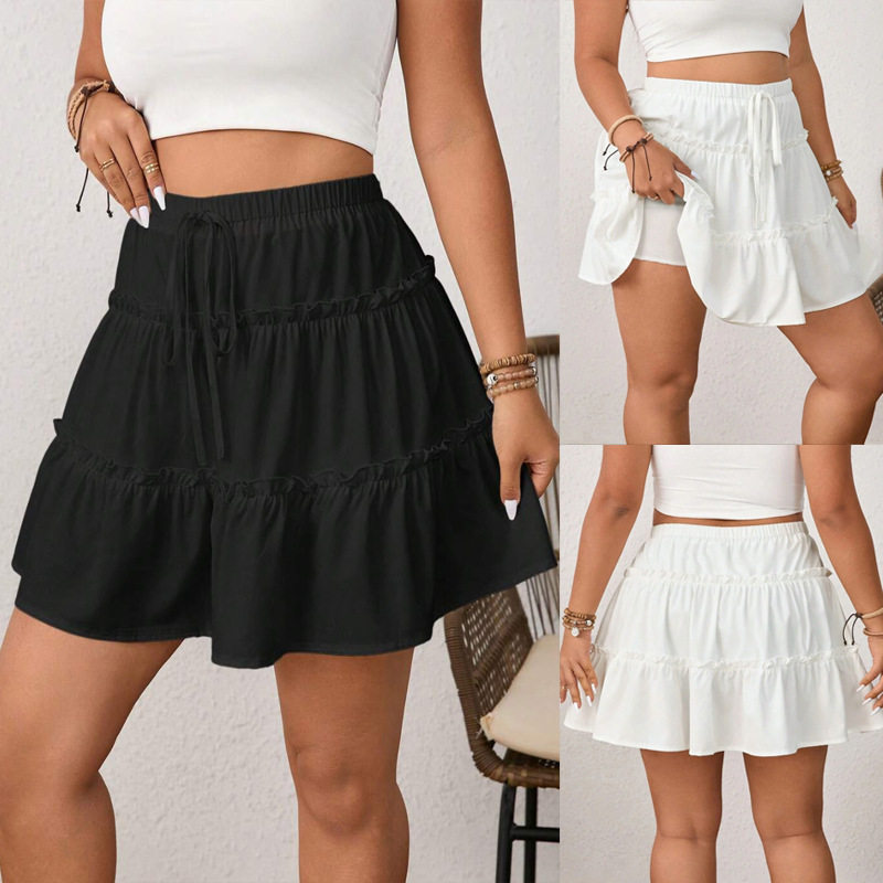 Women's cake skirt fake two-piece anti slip half skirt半身裙