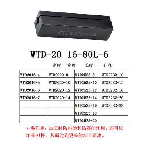 数控螺纹刀杆内孔刀套WTD车床机夹刀具防震镗孔方刀柄16/20/25/32