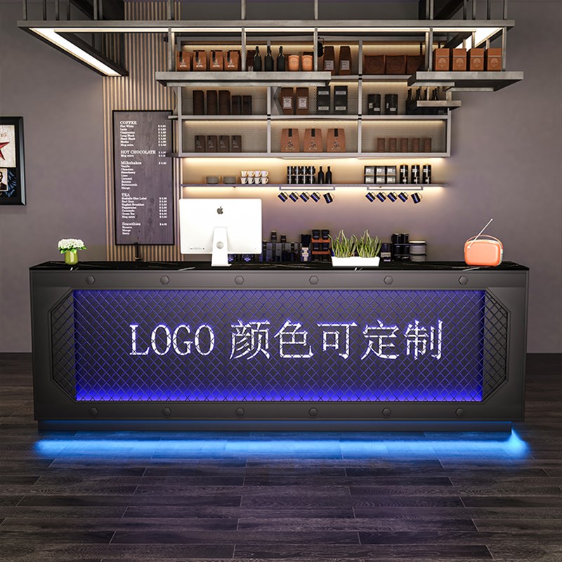 吧台收银台奶茶店工业风酒吧水吧台复古烧烤店台球厅咖啡厅接待台