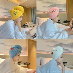 双层加大加厚超吸水简约时尚甜美可爱正反两用女士干发帽（不掉毛