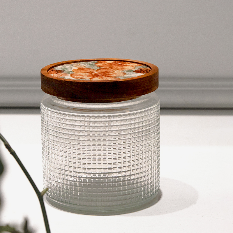 5号浮雕罐|凌霄花布头冰格纹罐