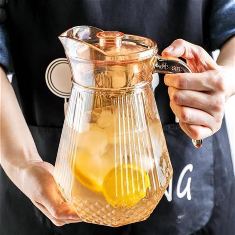 heat-resistin Glass Jug with Lid Ice Tea Water juice cup set