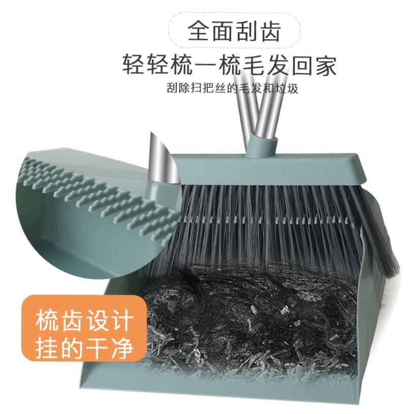 Broom and dustpan set with soft brush broom and dustpan set