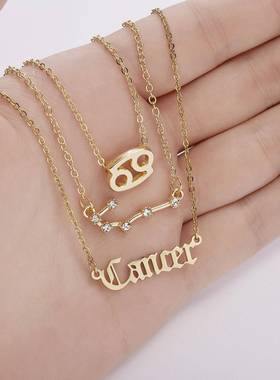 3pcs set Zodiac women necklace Personality new gift couple