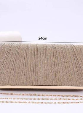 Women's Pleated Sequin Evening Clutch Bag Wedding Purse