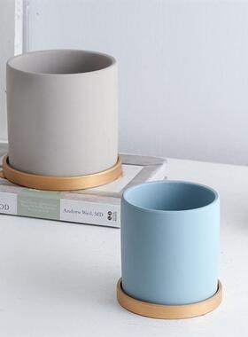 Nordic ceramic flowerpot marbled ins Round flower pot 花盆