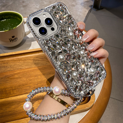 奢华水钻适用苹果16promax手机壳2025新款iPhone15全包防摔14pro高级感轻奢女款13爆闪超好看带挂绳12防摔壳