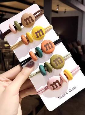 网红ins韩版M豆糖果色发圈5条装