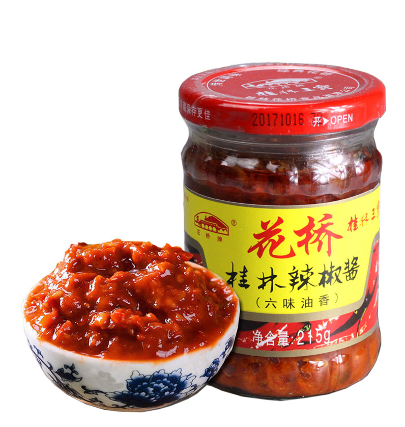 花桥桂林辣椒酱六味油型215g瓶装蓉辣椒酱 厨房调味料