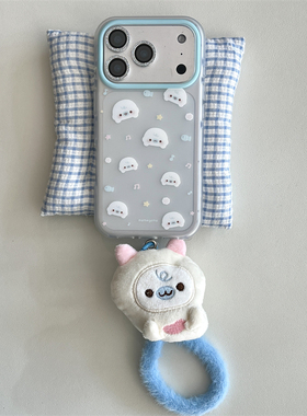 韩风ins小清新少女可爱白色小海豹苹果13磨砂透明手机壳16p新款iphone17promax毛绒公仔挂绳15双层硬壳14适用