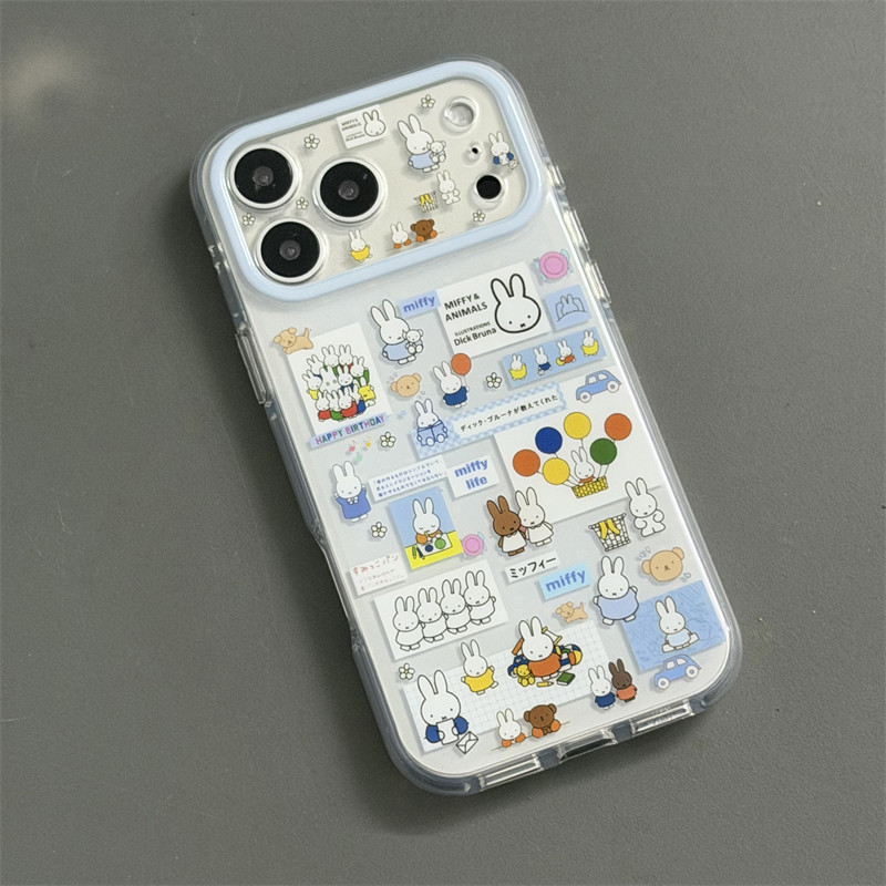 韩系ins小清新卡通可爱拼图气球兔子苹果13手机壳16pro新款iphone17promax少女心15全包双层14p保护套适用潮