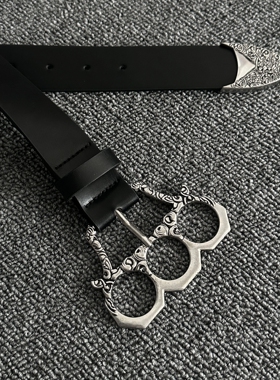 ironworks雕花指虎中古腰带小众vibe风质感单品金属头设计感皮带