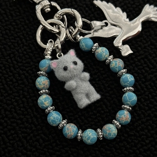 ironworks蓝猫款帝皇蓝松石手作珠链小众腰间挂饰vibe风质感包挂