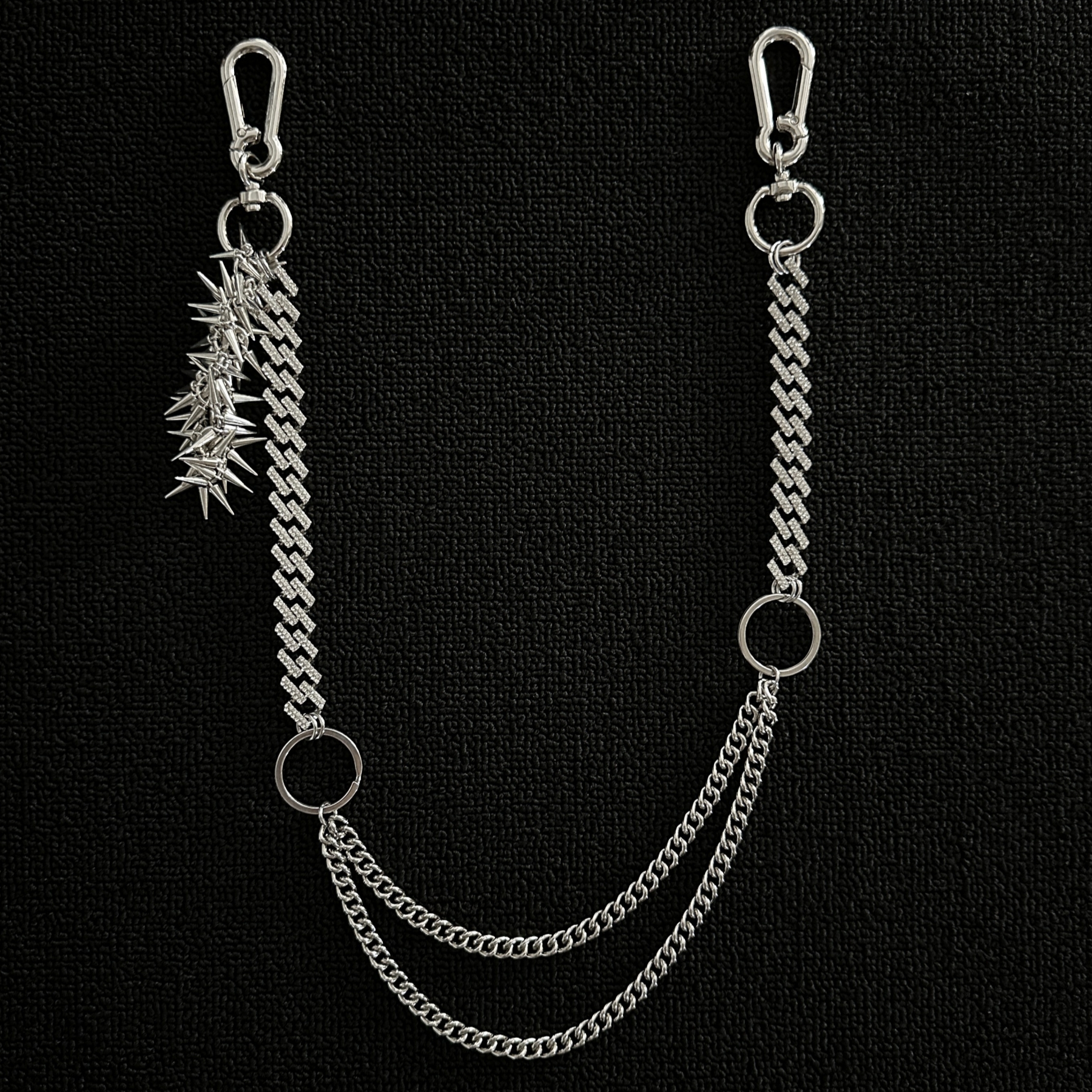 ironworks镶钻菱形古巴拼接裤链原创手作腰间挂饰小众穿搭包挂件