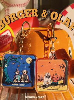 BAO0077 BURGER AND OLAF 万圣节小狗恐怖之夜 复古亚克力钥匙扣