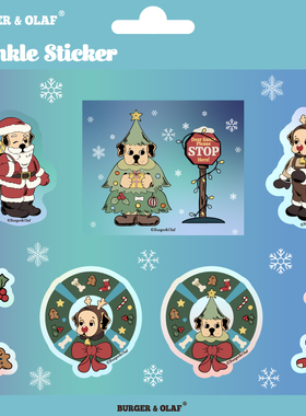 BOST-002 BURGER&OLAF  圣诞树小狗 麋鹿 拉布拉多 镭射 贴纸