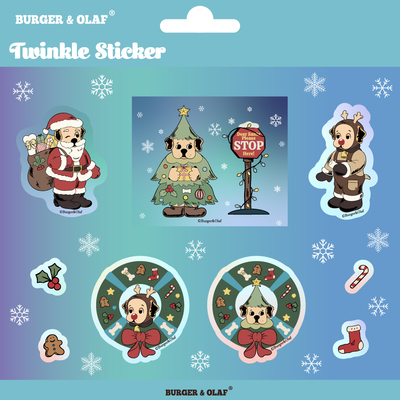 BOST-002 BURGER&OLAF  圣诞树小狗 麋鹿 拉布拉多 镭射 贴纸
