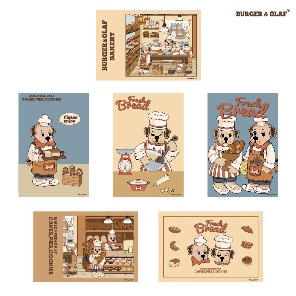 BOPC-005 小狗面包店 拉布拉多 原创插画 明信片