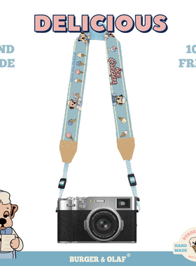 BAO0144 BURGER and OLAF 冰淇淋店 单反拍立得相机背带 浅蓝色