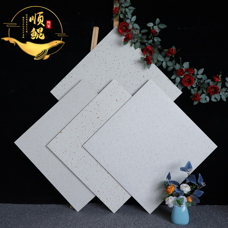白色小颗粒水磨石瓷砖 600X600商场工装仿古砖墙砖连锁店客厅地砖