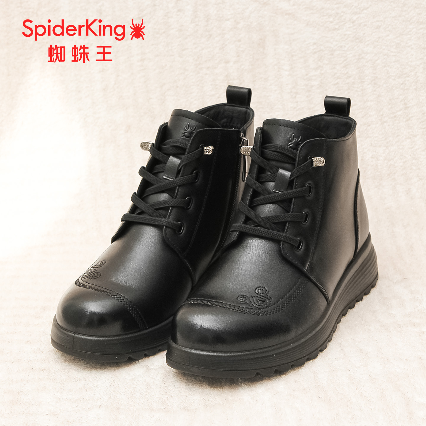 蜘蛛王加绒老年女棉鞋冬季新款