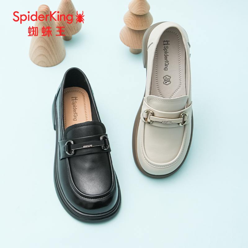 蜘蛛王真皮乐福鞋春季新款