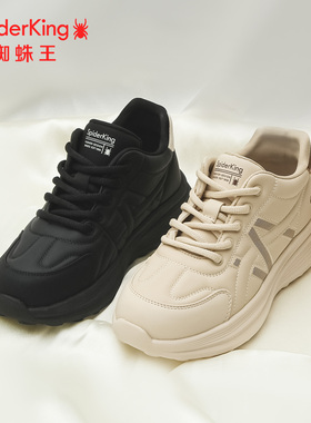 SPIDER KING/蜘蛛王正品女休闲鞋2025秋新款运动皮面轻便跑步防滑