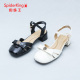 蜘蛛王断码 包头一字带中空粗跟 真皮2025夏商场新款 清仓正品 女凉鞋