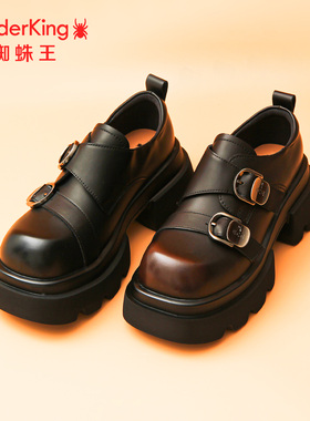 SPIDER KING/蜘蛛王正品女乐福鞋2025秋新款皮带扣学院风厚底百搭