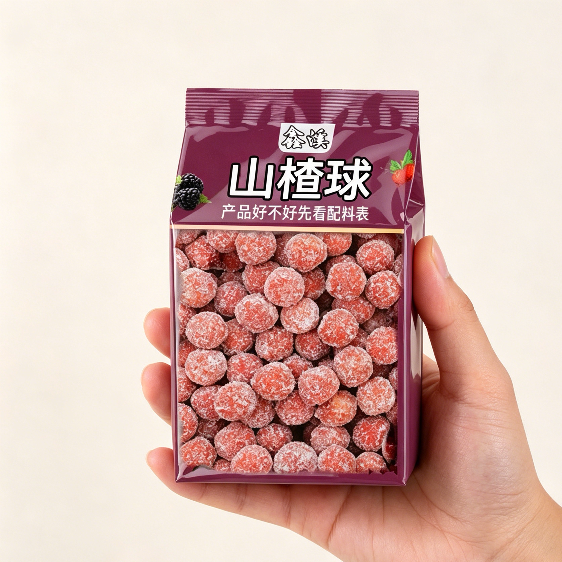 鑫溪山楂雪丽球500g新鲜山楂制品雪丽球山楂条果丹皮蜜饯果脯零食