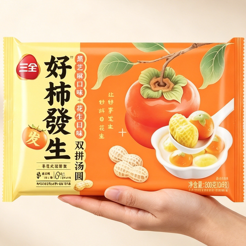三全好柿发生汤圆黑芝麻汤圆心想柿成汤圆财运滚滚招财进宝汤圆